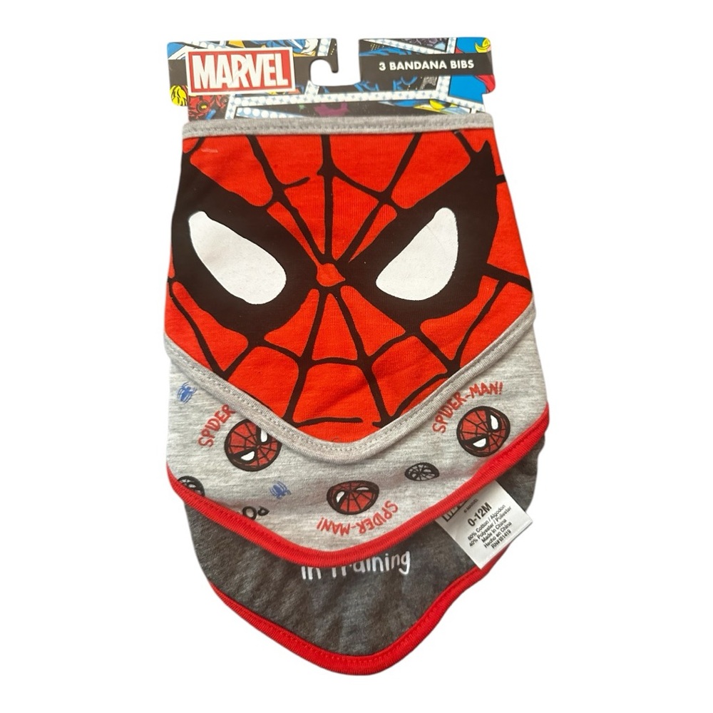 Marvel Happy Threads Spiderman  Bandana Bib 3-pack . UNISEX
